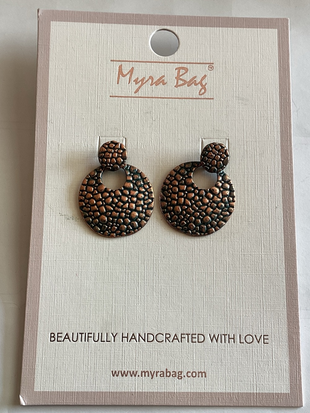 Myra Bag Copper-Tone Textured Hoop Drop Earrings
